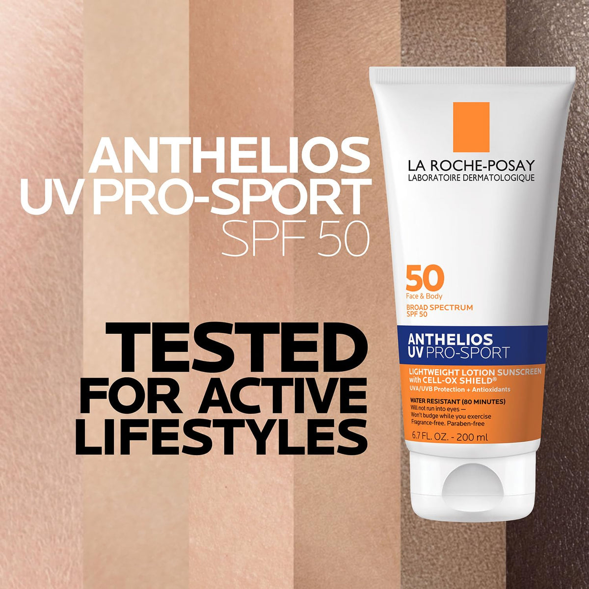 La Roche-Posay non-drip formula demonstration preventing run into eyes during exercise