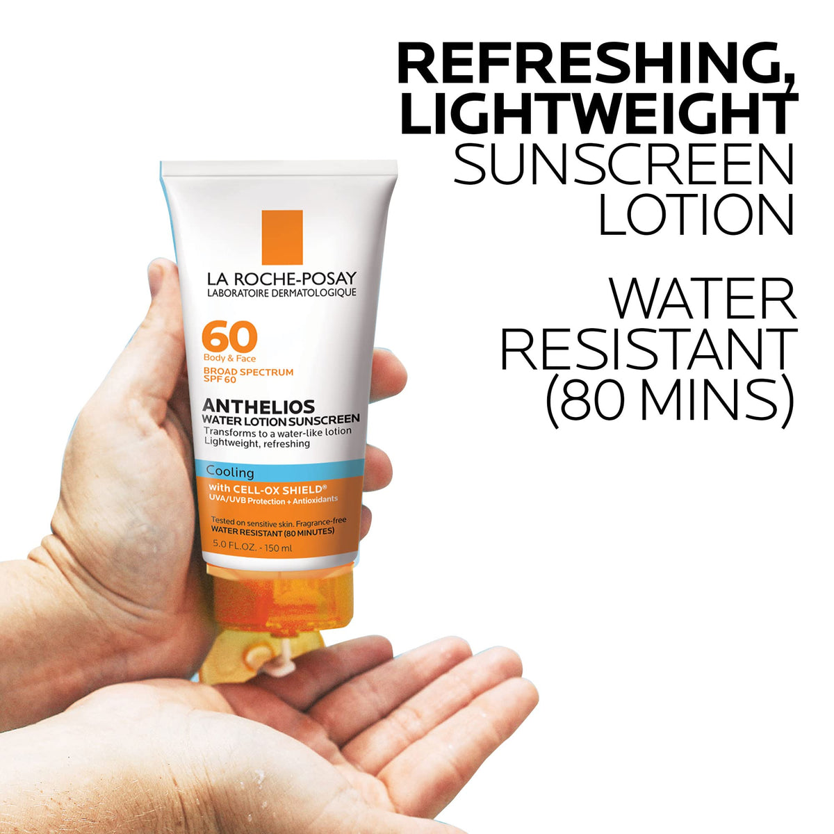 La Roche-Posay pump dispensing lotion, clean application and controlled amount