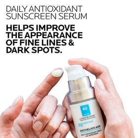 La Roche-Posay Anthelios AOX silky serum texture demonstrating lightweight finish