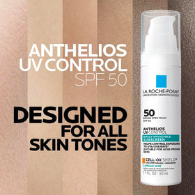La Roche-Posay travel size next to hand showing compact portability