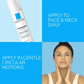 La Roche-Posay application on cheek demonstrating soothing, non-greasy finish