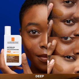 La Roche-Posay applied on face in mirror showing matte finish benefits