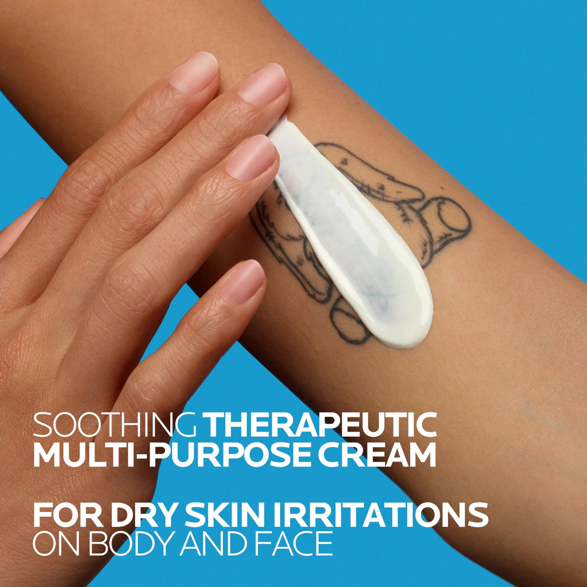 La Roche-Posay close-up of balm texture showing rich, non-greasy cream for hydration