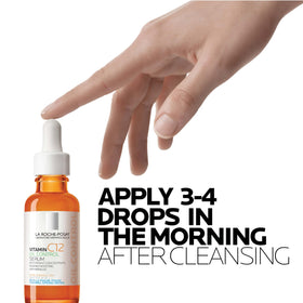 La Roche-Posay conceptual before and after display indicating brighter, refined skin appearance
