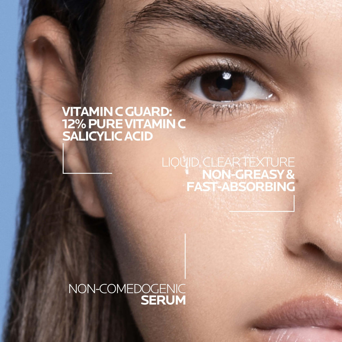 La Roche-Posay bottle cap close-up illustrating secure closure to protect Vitamin C stability