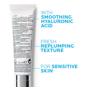 La Roche-Posay product next to ruler showing 0.5 fl oz scale benefit