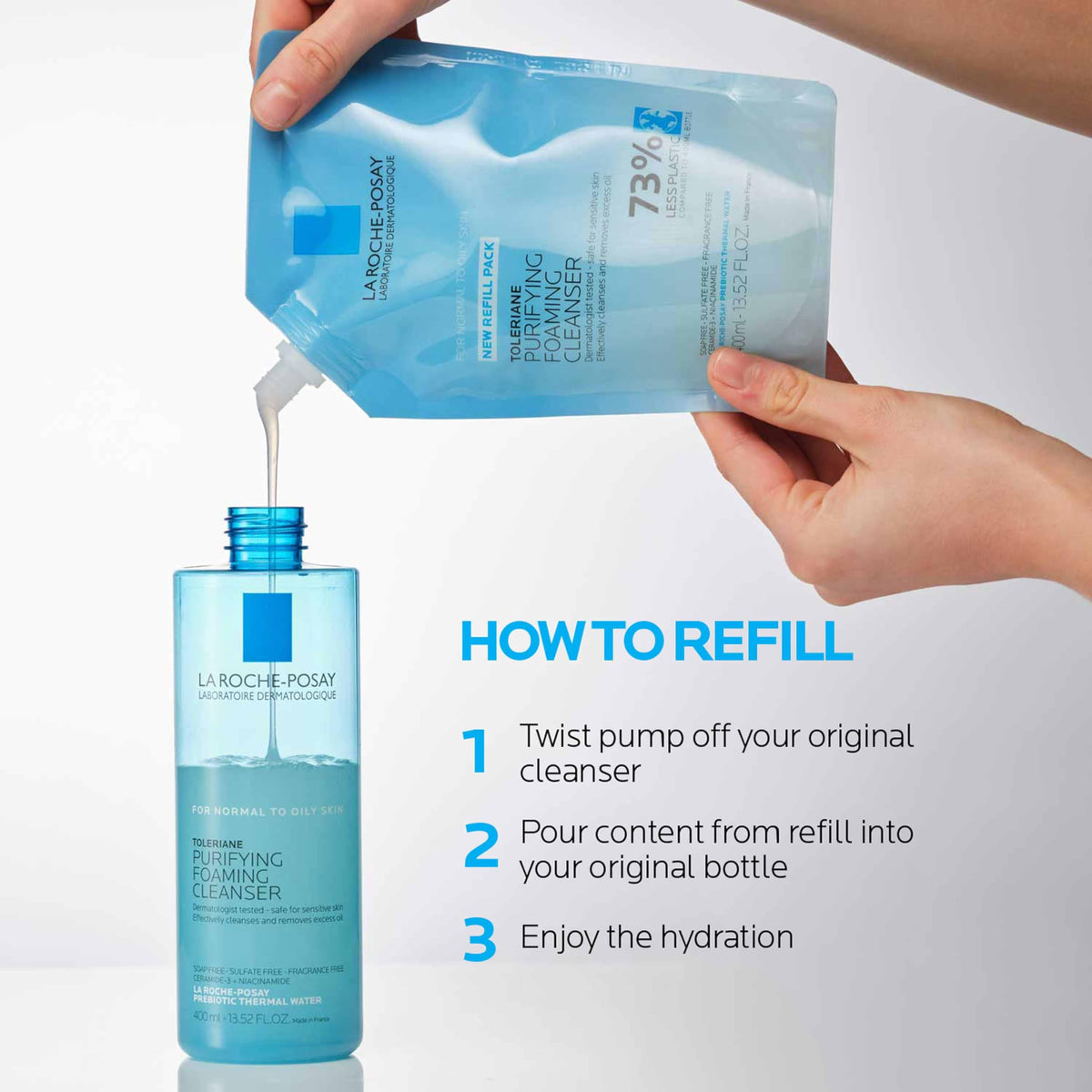 La Roche-Posay foam dispensed on palm demonstrating effective cleansing benefit