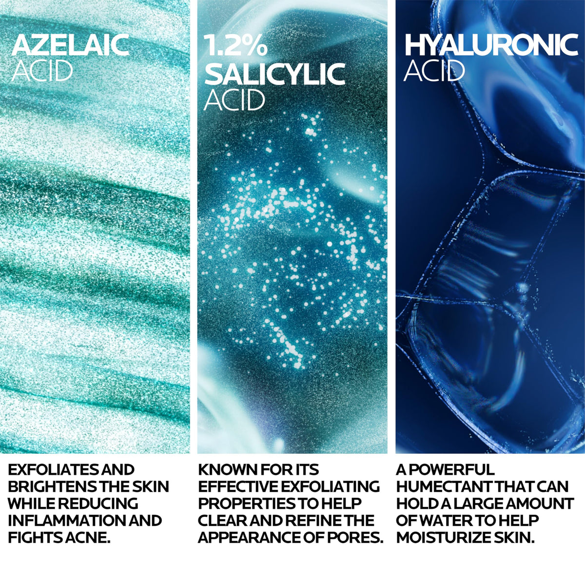 La Roche-Posay Effaclar A.Z. gel ingredient label highlighting azelaic acid