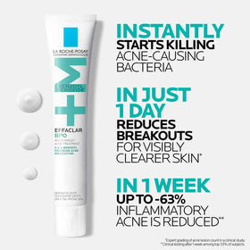 La Roche-Posay applying Effaclar BPO to cheek for targeted blemish control