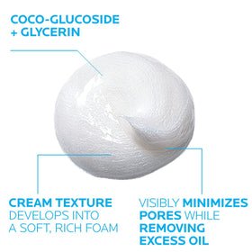 La Roche-Posay cream transforming into rich foam for gentle cleansing