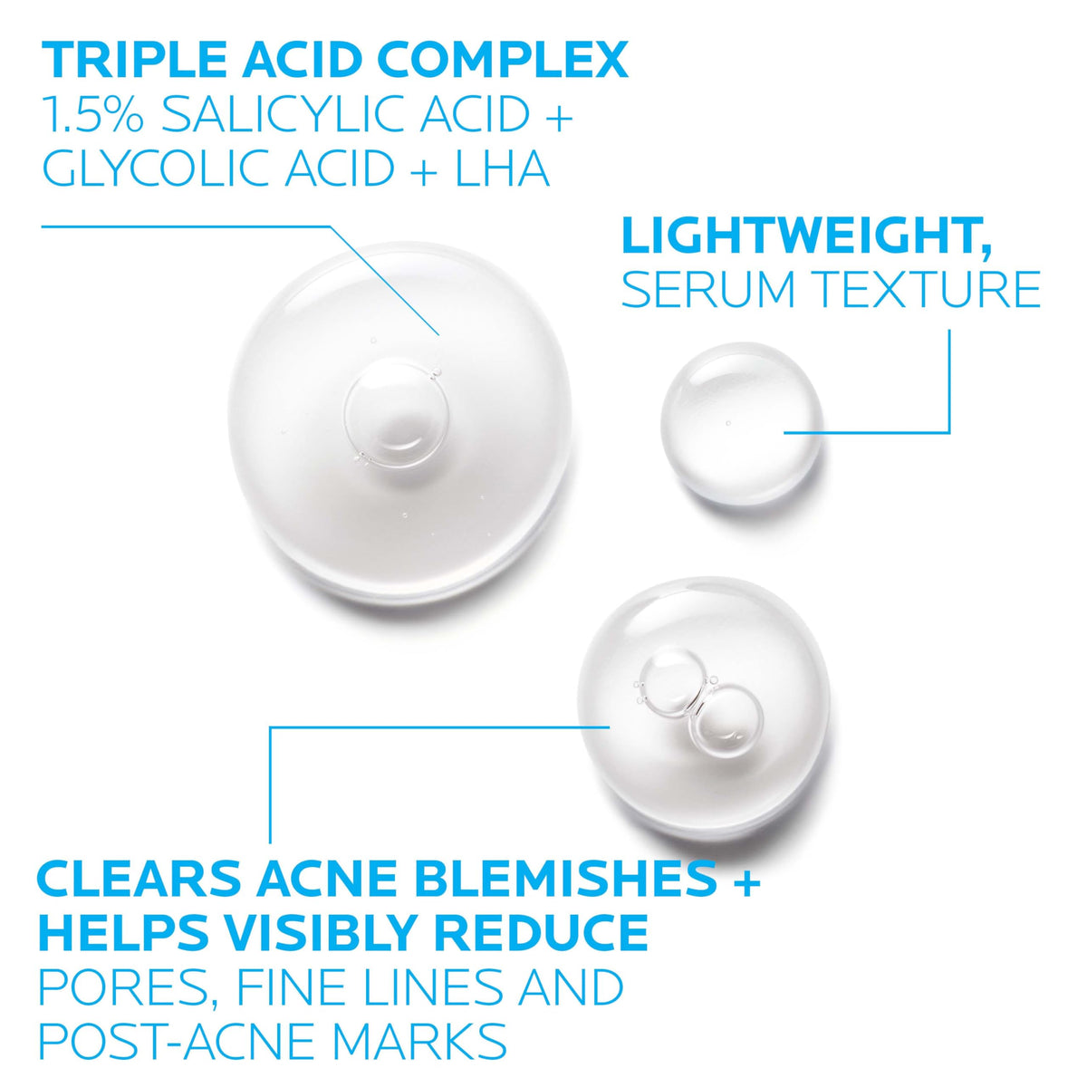 La Roche-Posay close-up label highlighting active acids and ingredient benefits