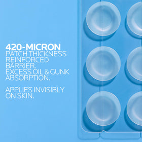 La Roche-Posay close-up of patch sheet highlighting thin hydrocolloid texture and absorbency