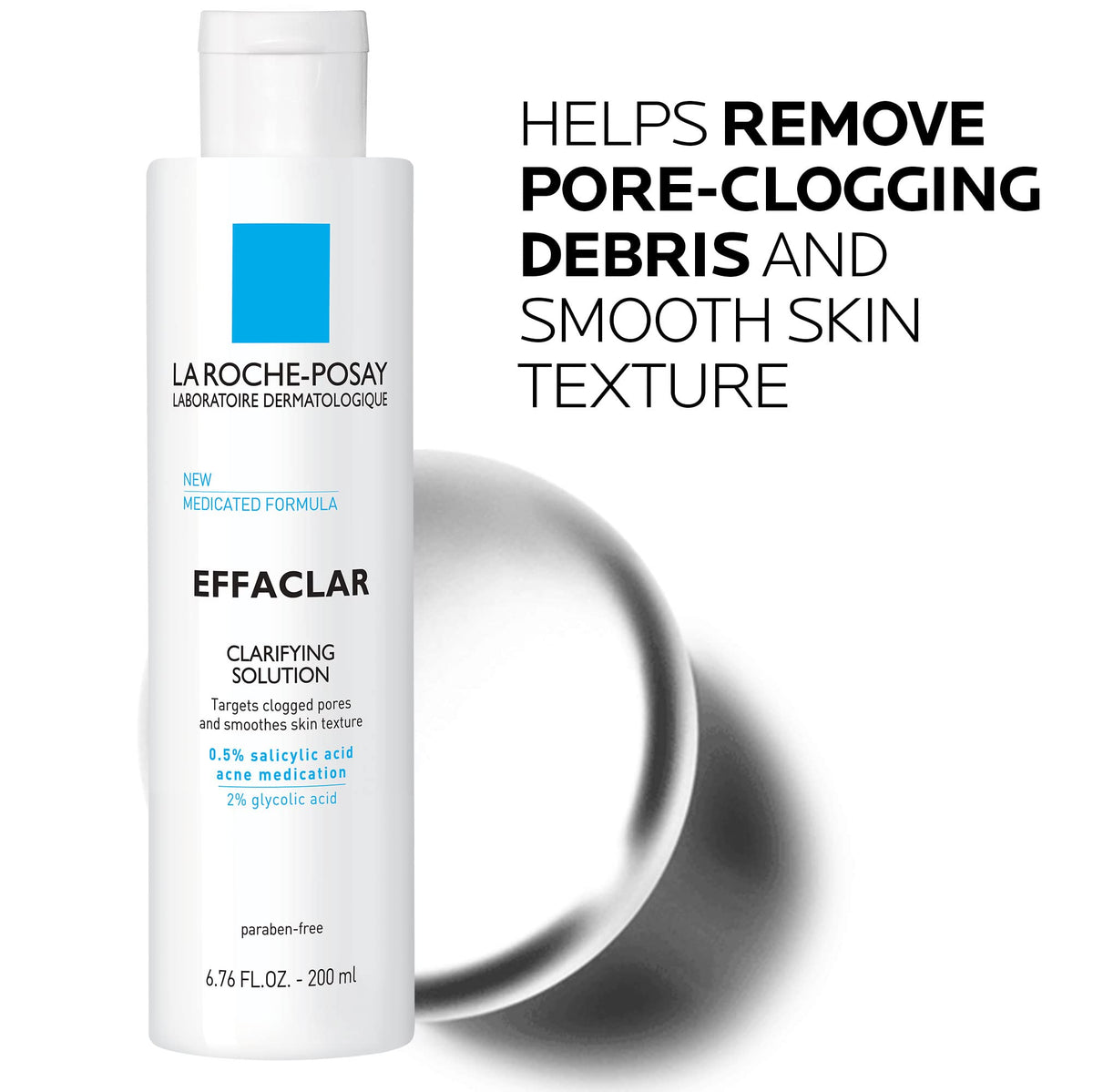 La Roche-Posay bottle held in hand showing size and travel-friendly benefit