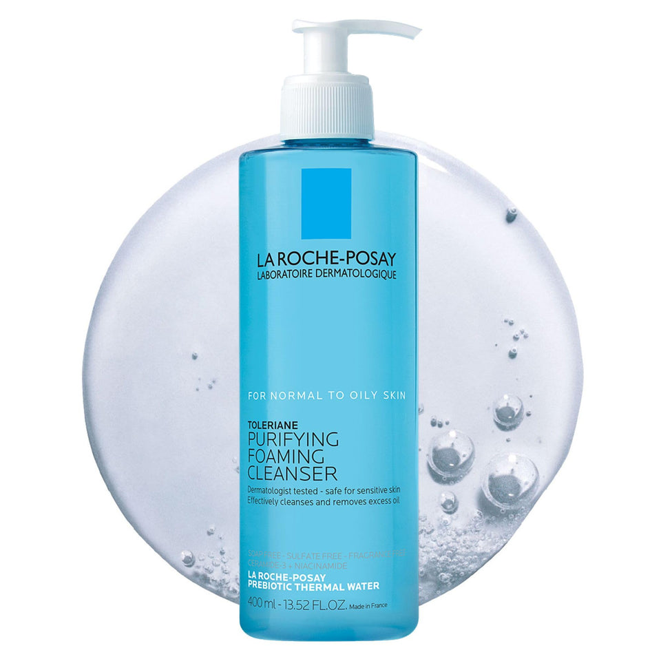 La Roche-Posay front pack showing bottle and label benefit