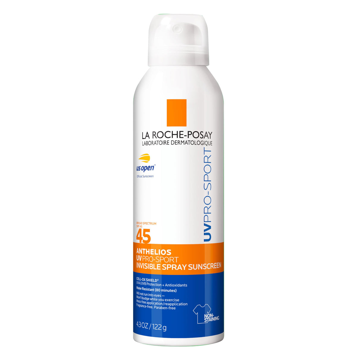 La Roche-Posay front spray bottle shown upright for easy application benefit