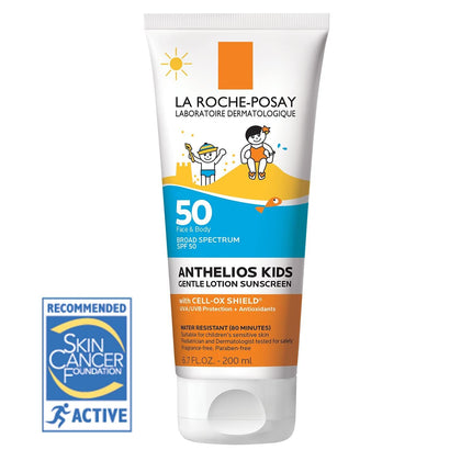 La Roche-Posay front tube showing Anthelios Kids SPF 50 and easy dispensing