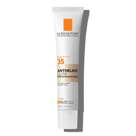 La Roche-Posay front packaging showing SPF 35 and glow finish benefit