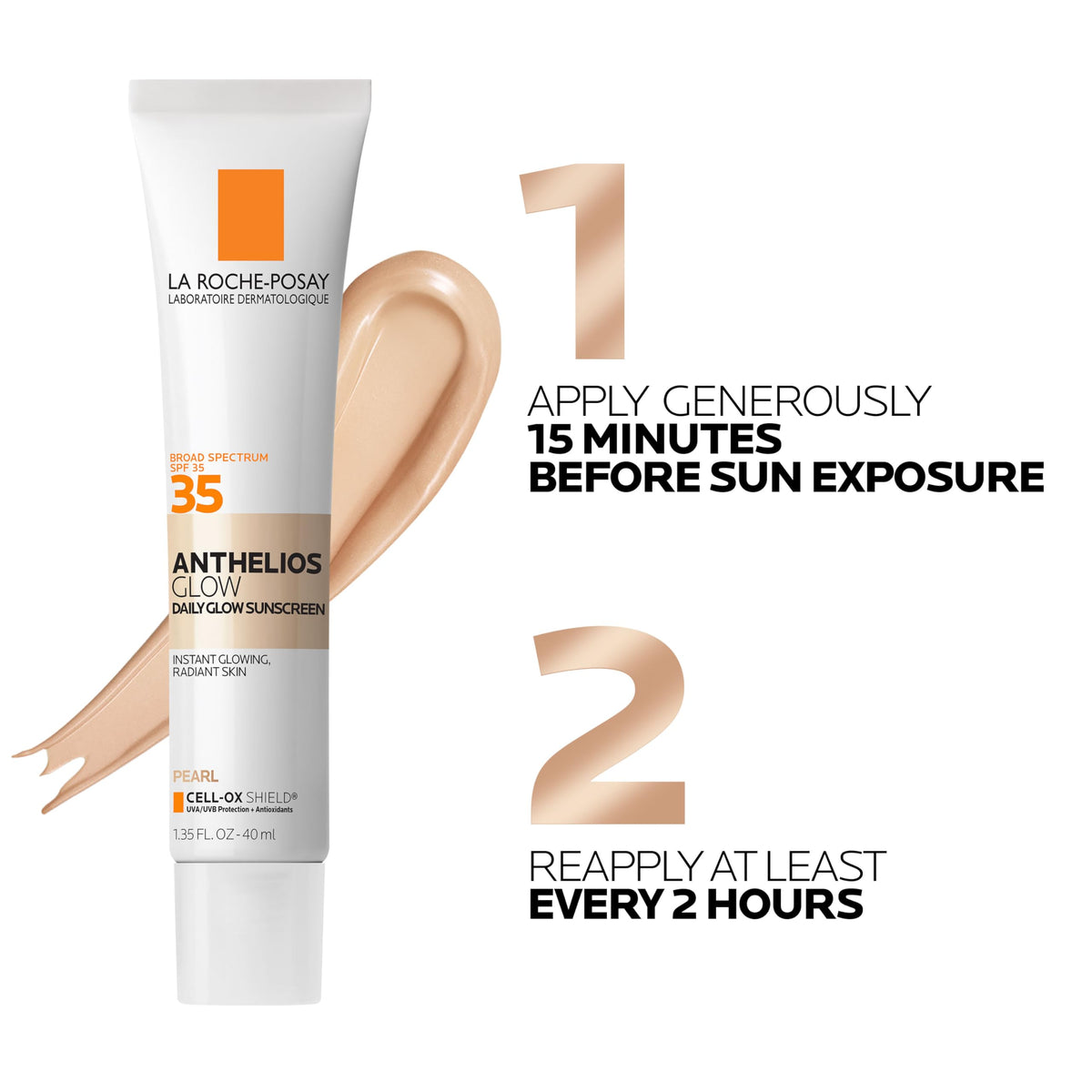 La Roche-Posay tube next to hand showing compact size for daily use