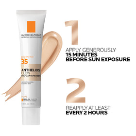 La Roche-Posay tube next to hand showing compact size for daily use