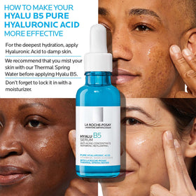 La Roche-Posay Hyalu B5 being applied to face in morning routine demonstrating layered protection