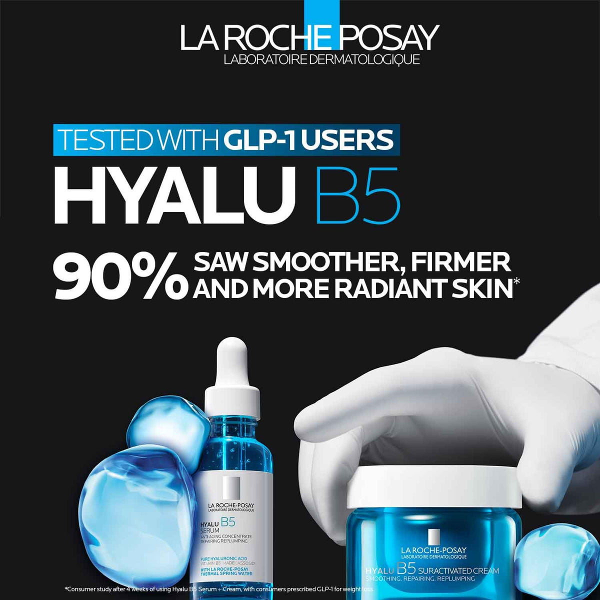 La Roche-Posay ingredient visual with vitamin B5 and hyaluronic acids benefits