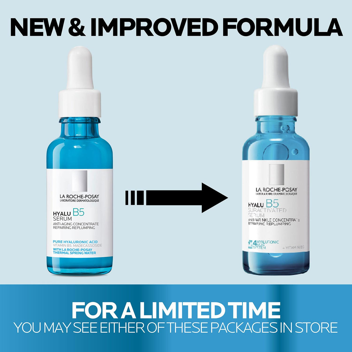La Roche-Posay bottle next to coin showing product size and travel-friendly benefit