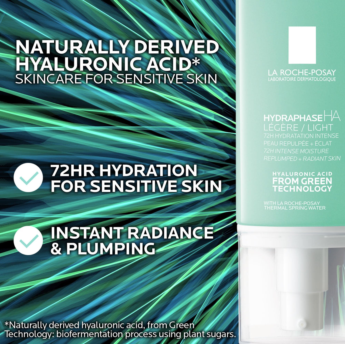 La Roche-Posay airless pump detail demonstrating protected formula and hygienic dispensing