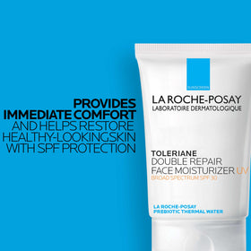 La Roche-Posay detailed ingredient label showcasing niacinamide, ceramide-3 and prebiotic thermal water benefits