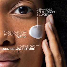 La Roche-Posay ingredient label showing niacinamide and ceramide benefits