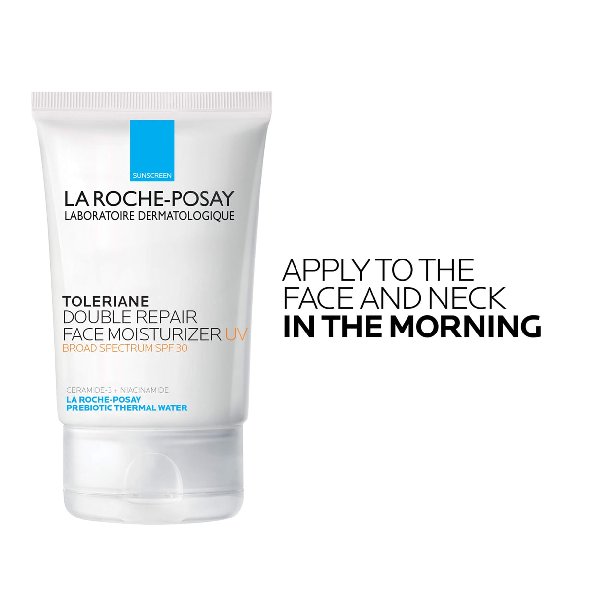 La Roche-Posay on bathroom counter in morning routine scene suggesting convenient daily SPF habit
