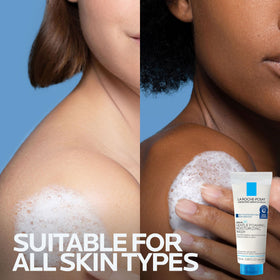La Roche-Posay label close-up highlighting eczema association and fragrance-free benefit