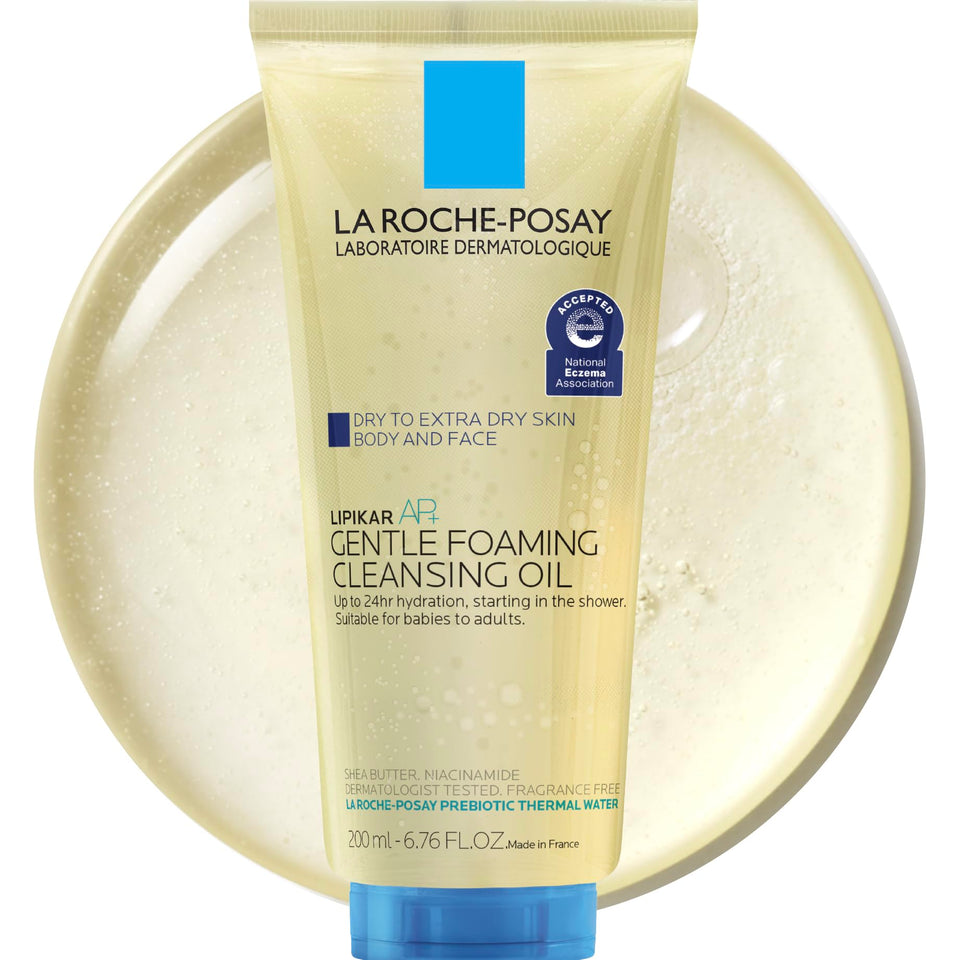 La Roche-Posay bottle front packaging showing gentle cleanser benefits