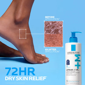 La Roche-Posay cream texture close-up demonstrating rich, fast-absorbing hydration