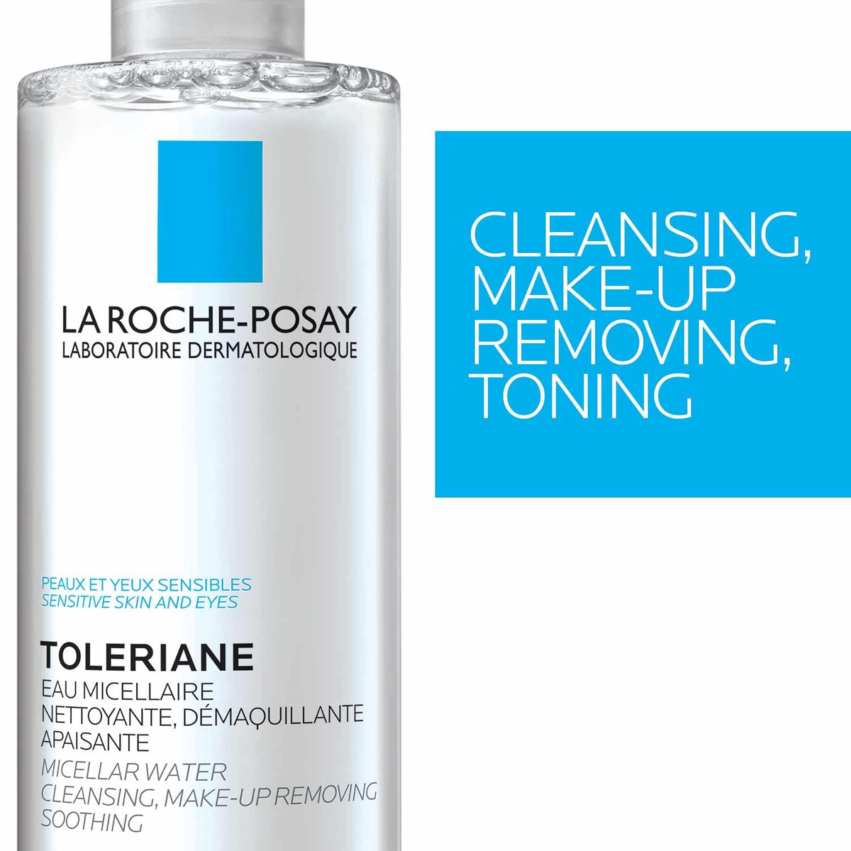 Close-up of La Roche-Posay label highlighting ingredients and sensitive-skin safety
