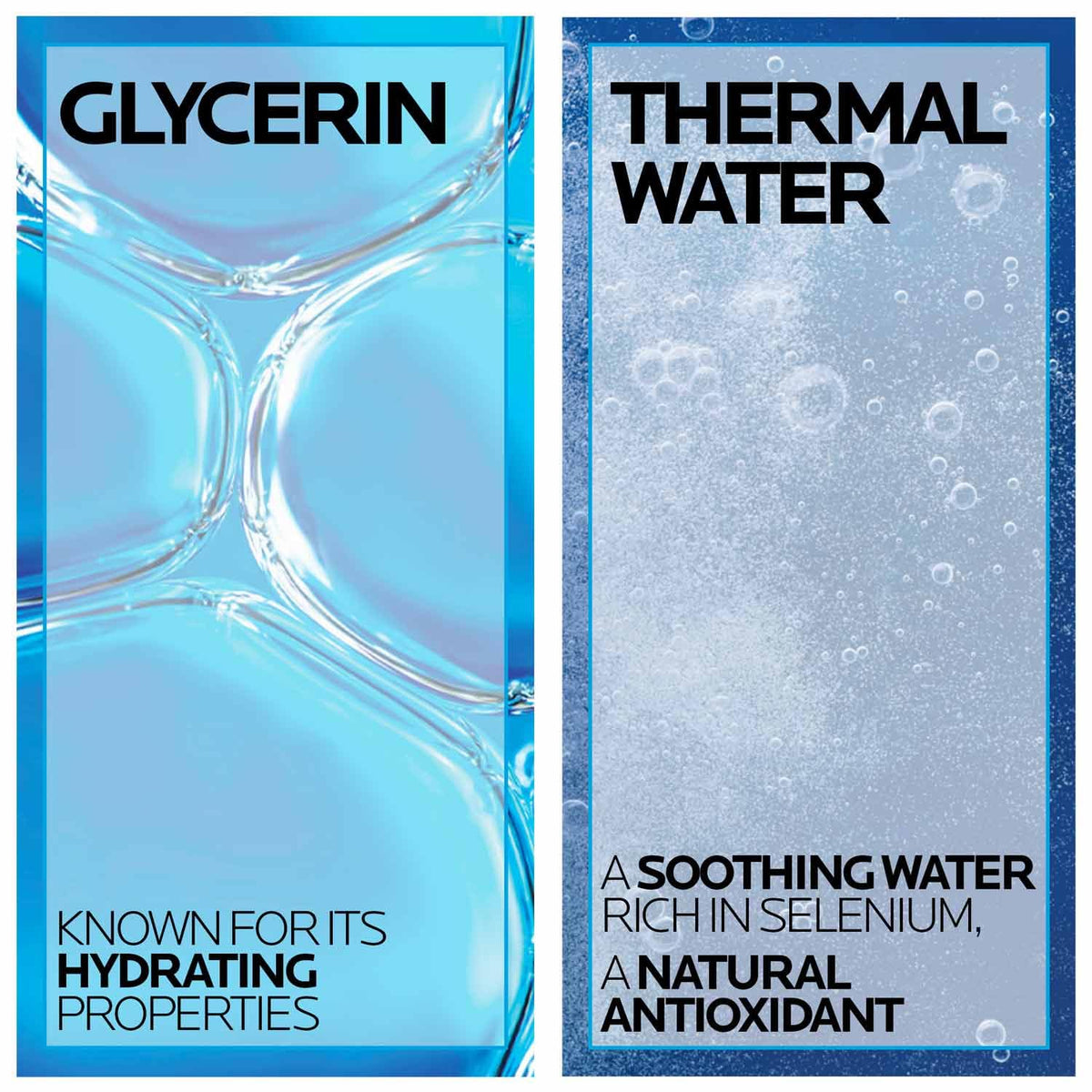 La Roche-Posay micellar water pouring texture illustrating lightweight, hydrating feel