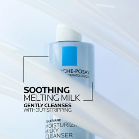 La Roche-Posay cleanser emulsifying on skin to show gentle makeup removal