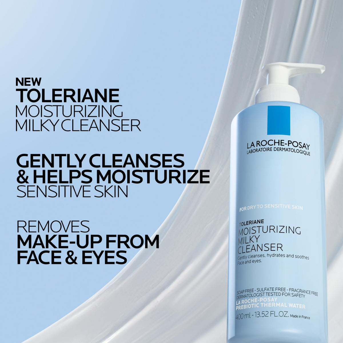 La Roche-Posay creamy milky texture close-up showing hydrating consistency