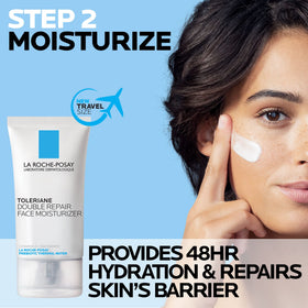 La Roche-Posay Double Repair Moisturizer 40ml tube showing travel-ready benefit