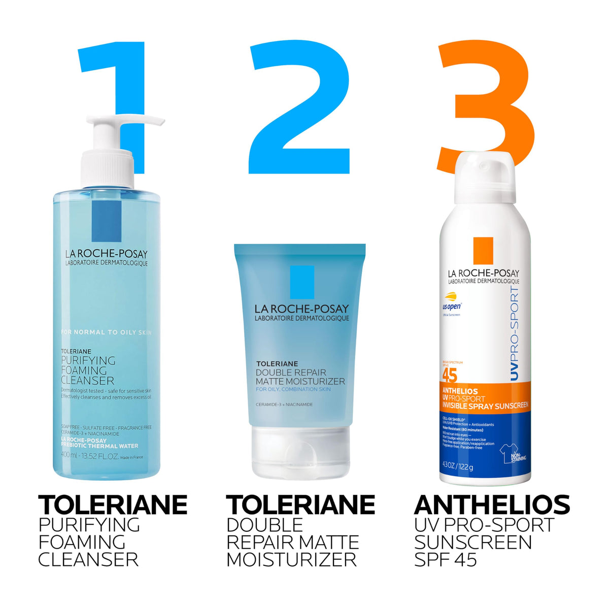 La Roche-Posay sprayed on runner shoulder illustrating sweat-resistant protection