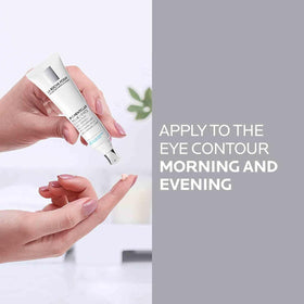 La Roche-Posay before and after under-eye comparison showing improvement