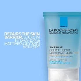 La Roche-Posay pump dispensing moisturizer demonstrating easy application