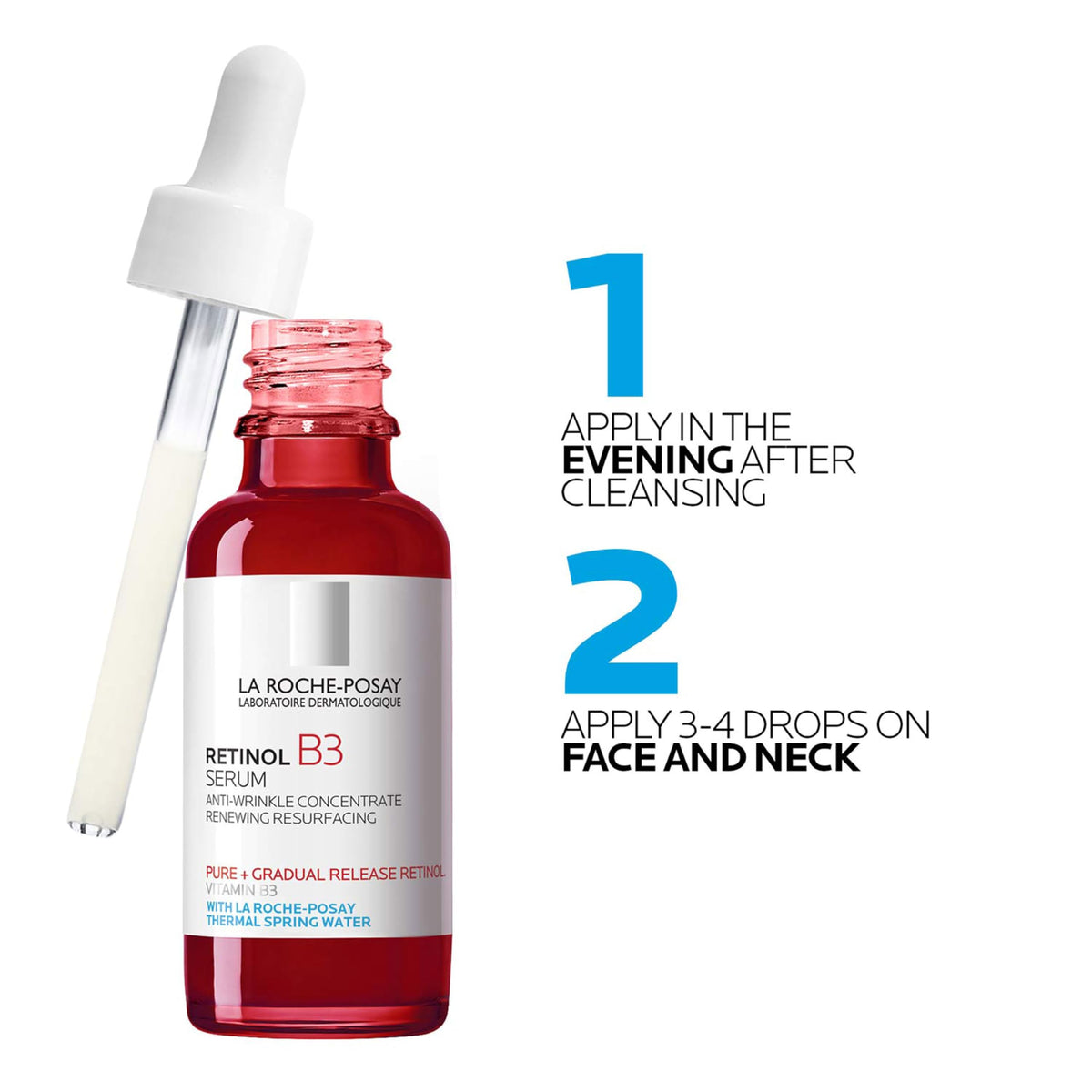 La Roche-Posay ingredient label close-up showing retinol, niacinamide, hyaluronic acid