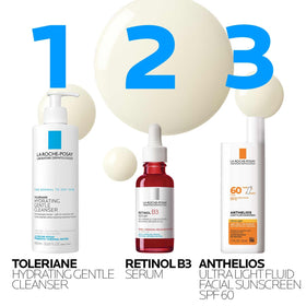 La Roche-Posay dropper releasing serum texture highlighting hydrating feel