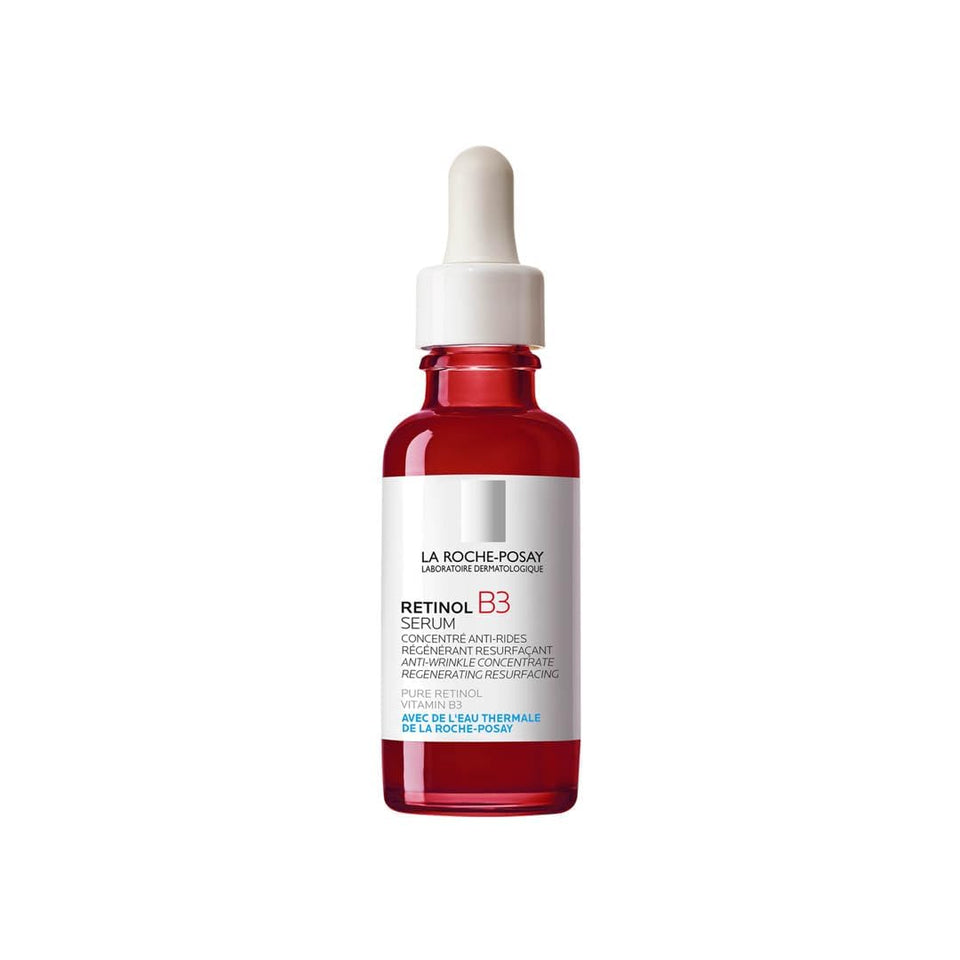 La Roche-Posay bottle front view showing clean packaging and anti-aging promise