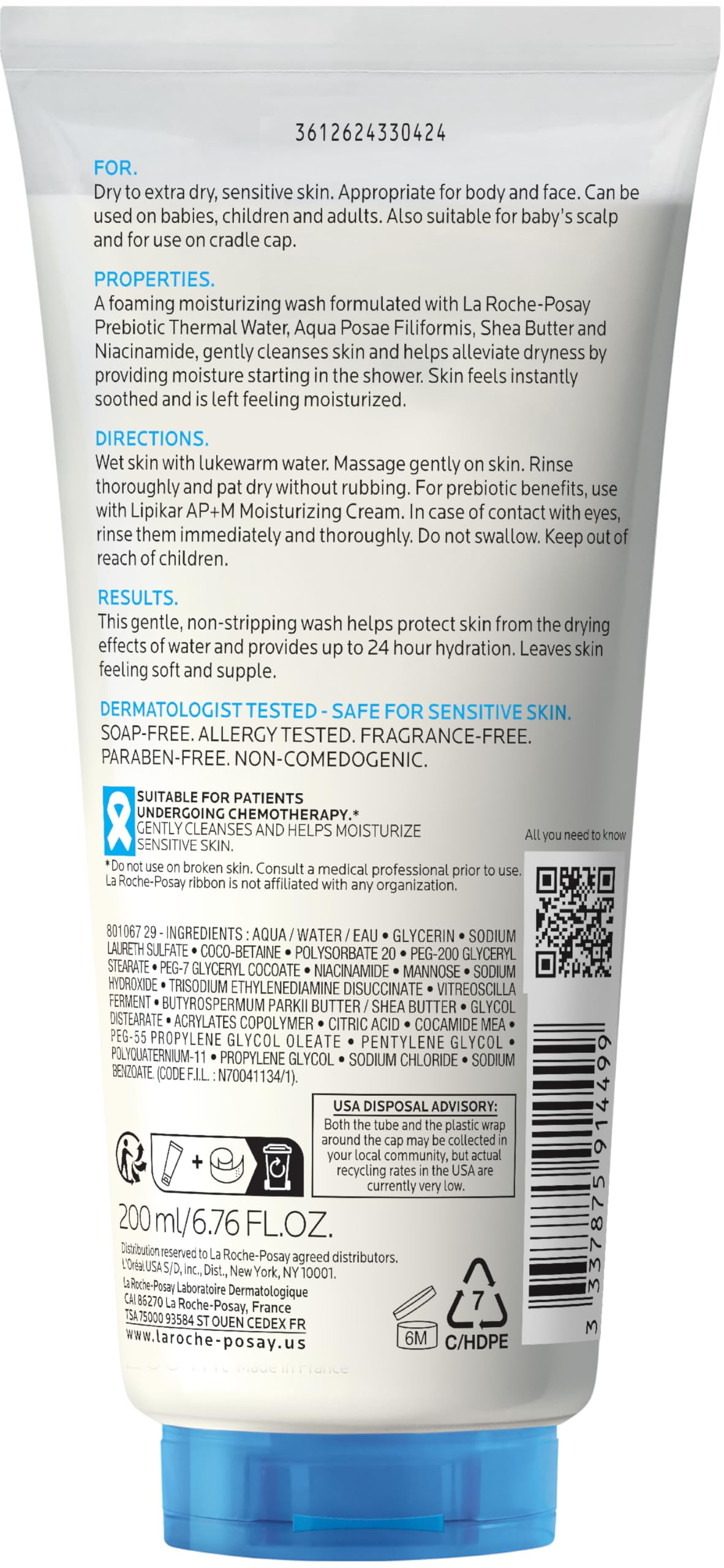 La Roche-Posay with shea butter, glycerin and niacinamide display showing nourishing ingredient benefit