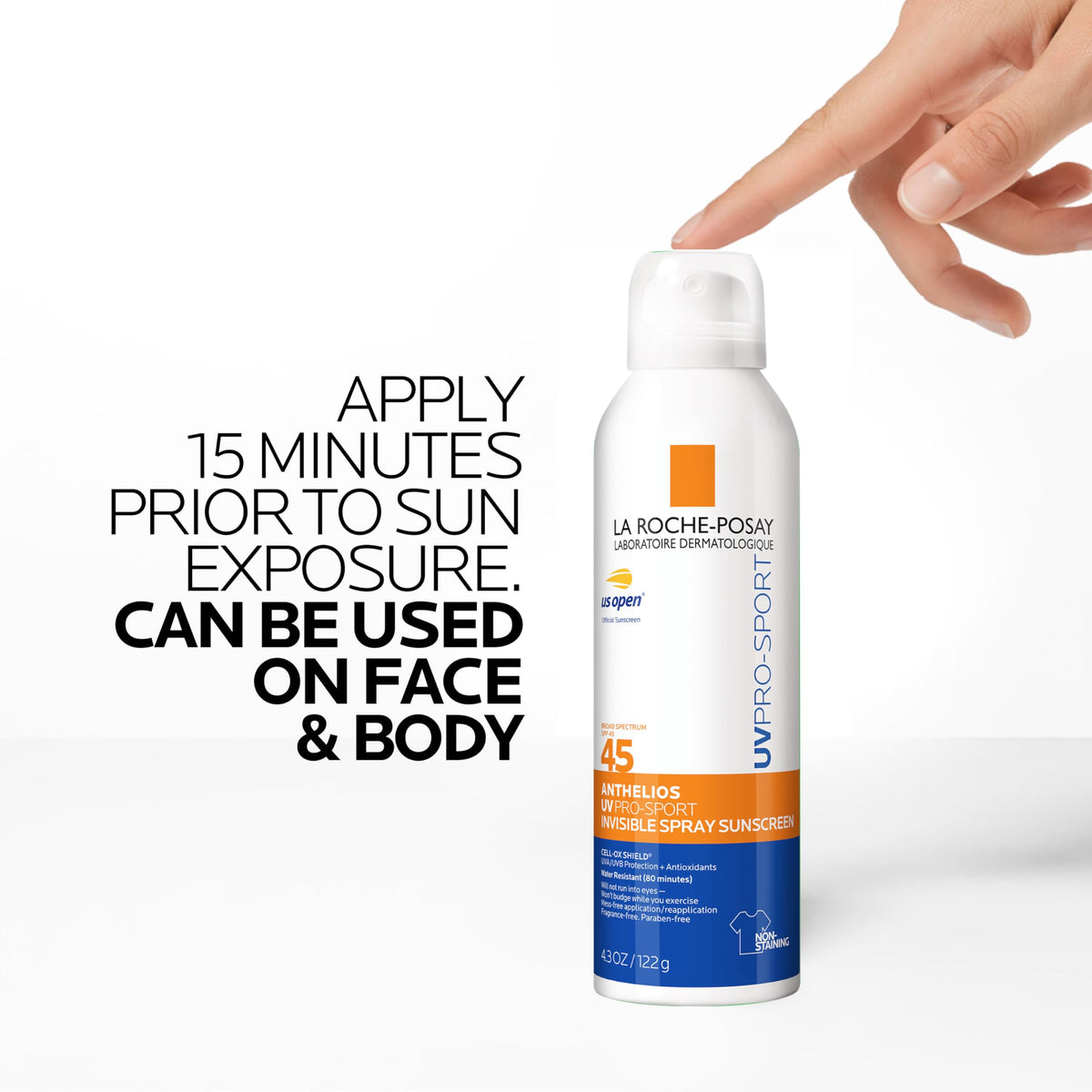 La Roche-Posay bottle in hand showing travel-ready sport sunscreen convenience