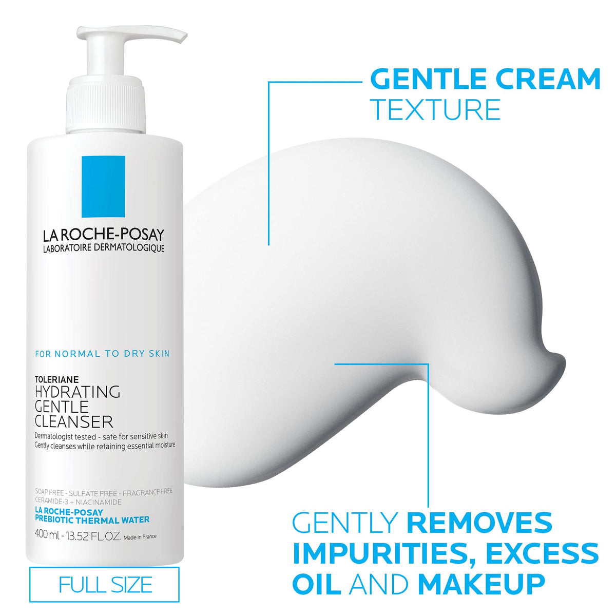 La Roche-Posay moisturizer cream swatch showing lightweight absorbency benefit