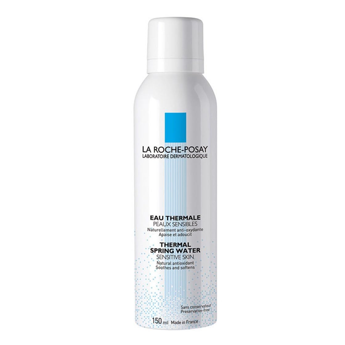 La Roche-Posay front bottle shot showing spray nozzle and soothing hydration benefit