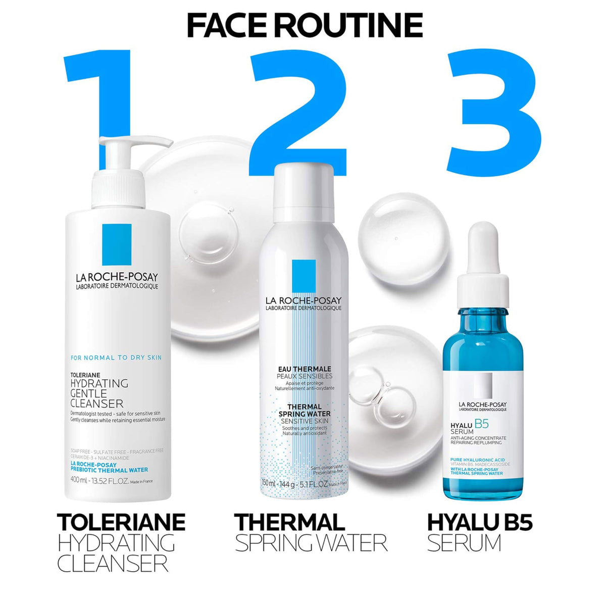 La Roche-Posay bottle in hand for scale and portable 10.1 oz convenience