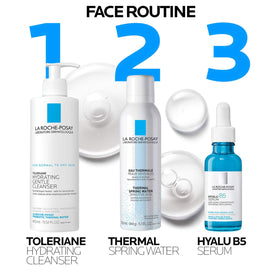 La Roche-Posay bottle in hand for scale and portable 10.1 oz convenience